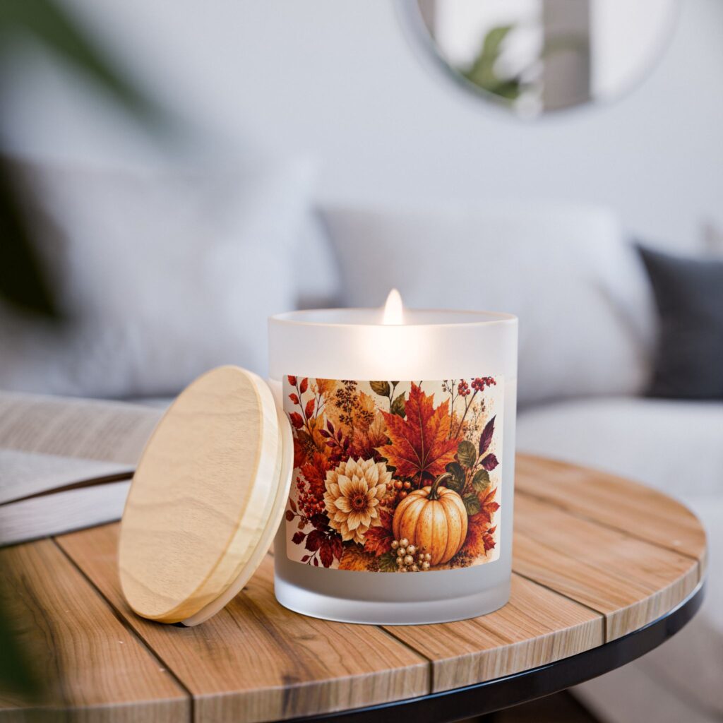 Fall Pumpkin Floral Candle, 11 oz